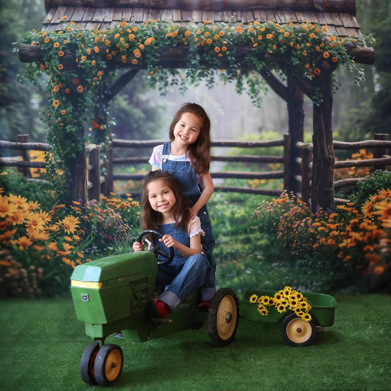 Kate Photography Floor Mats Green Grassland Backdrop 8x5ft, Grass