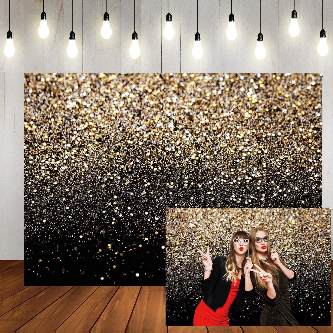 Dudaacvt 7x5FT Black and Gold Backdrop Spots 7x5ft, black