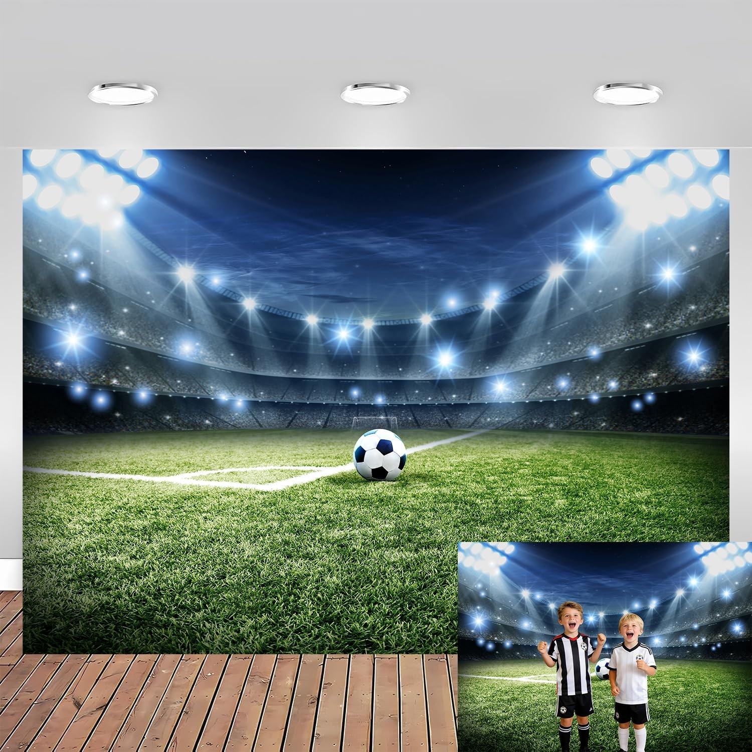 7x5ft Soccer Field Backdrop Soccer Themed Party Decorations Supplies Football…