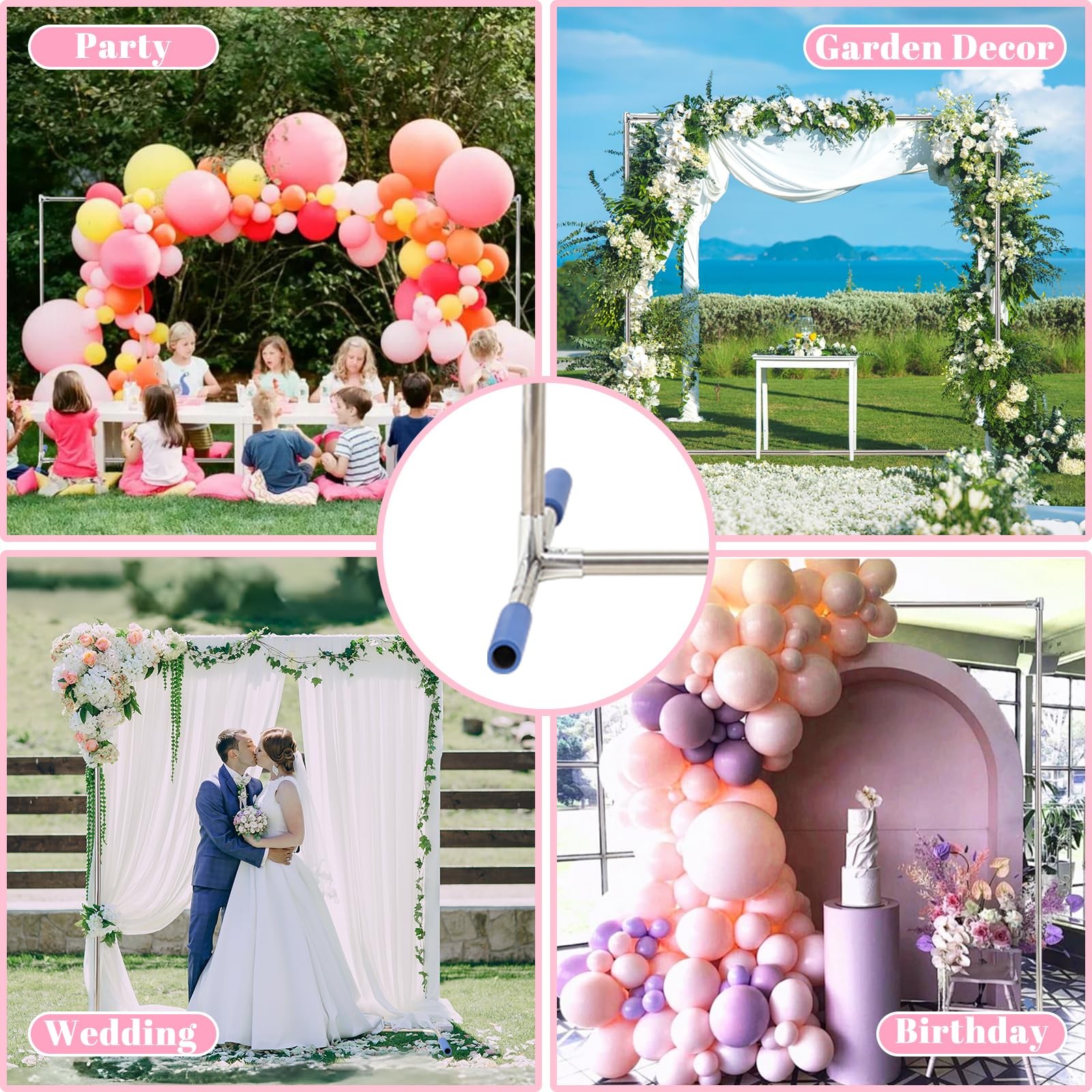 Arch Backdrop Stand7x6 FT Metal Wedding Square Backdrop Stand for Ceremony Sq…