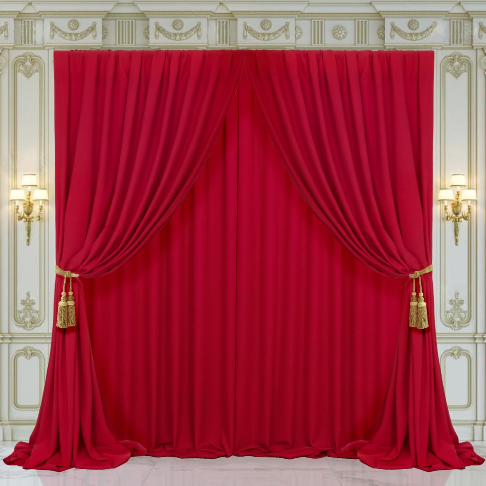 2 PCS 5x7ft Red Backdrop Curtains WrinkleFree For Wedding Photography