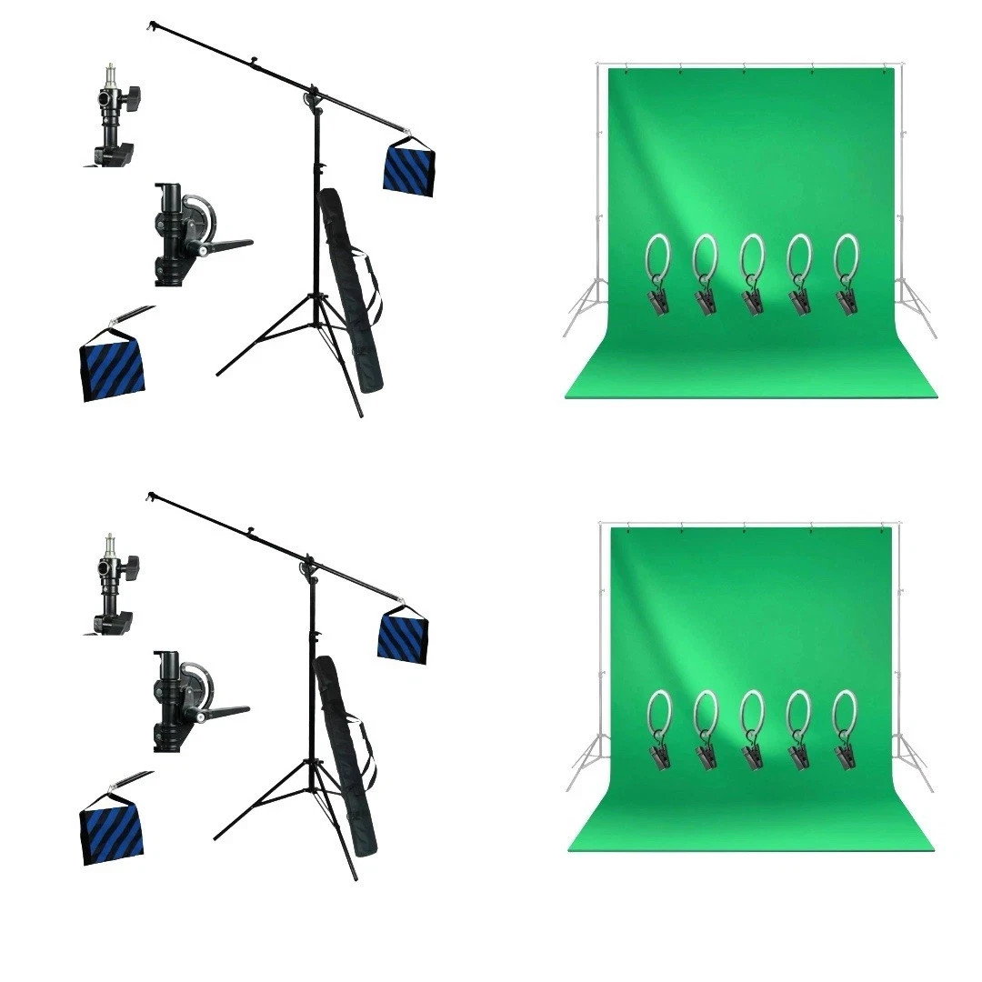 Photo/Video Bundle – 2x 6×9 Green Screens + 2x Boom Stands