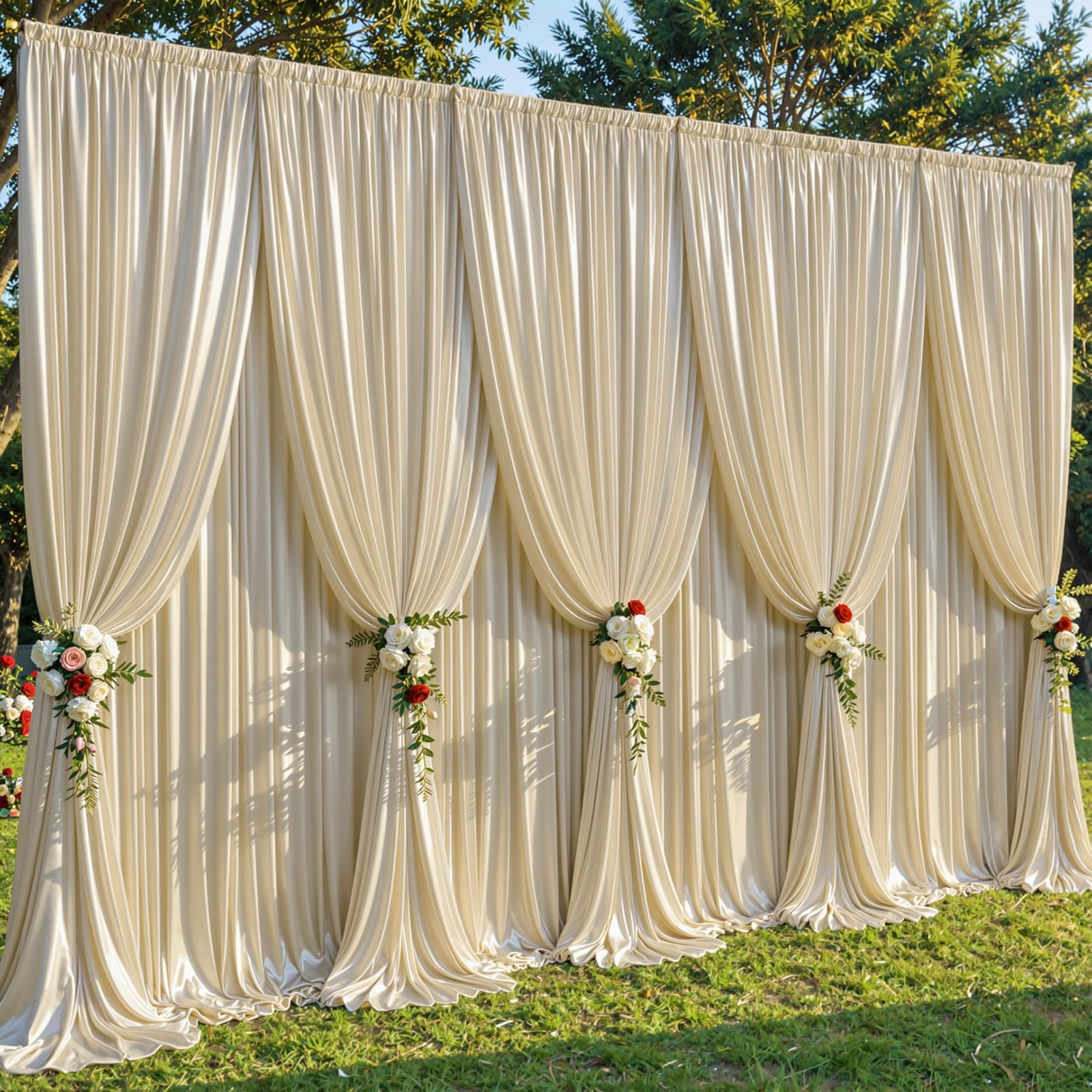 40x10ft Champagne Beige Glitter Backdrop W5 x H10′(8 Panels),