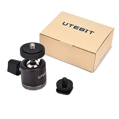 UTEBIT Ball Head with 1/4″ Hotshoe Camera Mount Adapter 360 Degree Rotatable