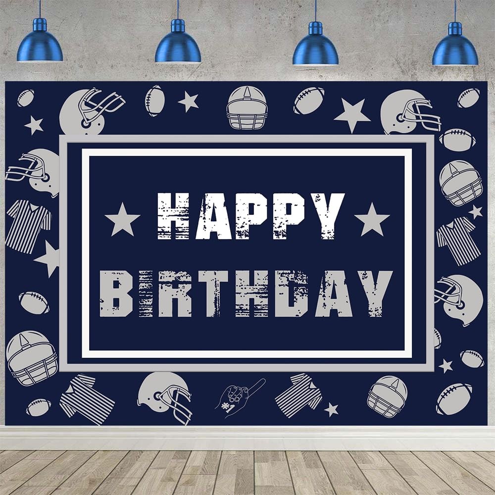 Football Backdrop for Party 8x6FT Navy Blue Helmet Cowboy Photography Backgro…