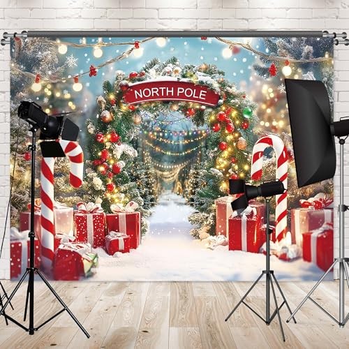 Winter Snow Scene with Candy Canes – Christmas Backdrop