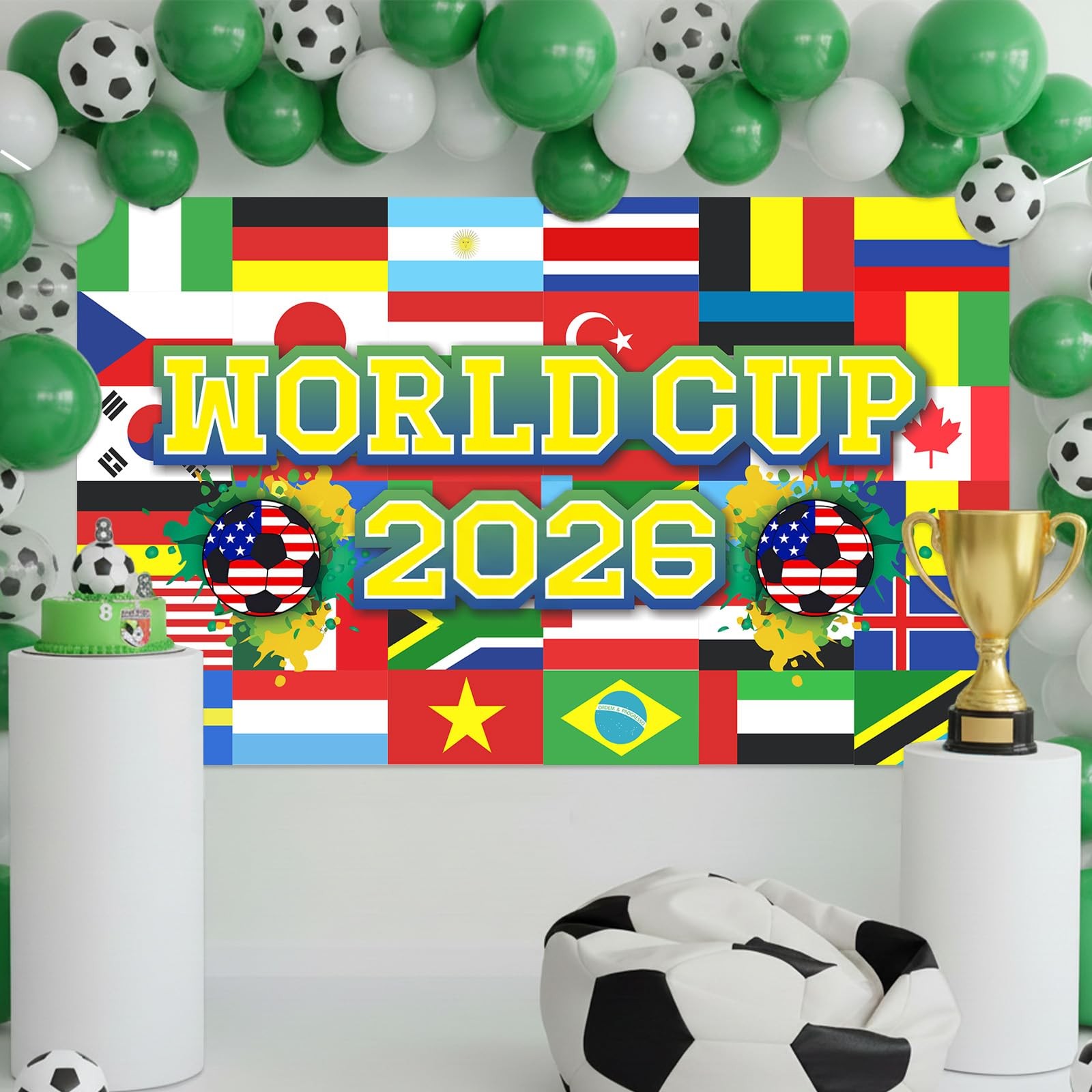 World Football Tournament Cup Celebration Backdrop 43×71 Inch 2026 Vibrant So…