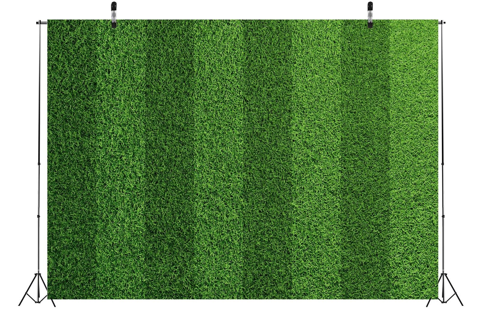 7x5ft Fabric Green Grass Lawn Backdrop Football Stadium Soccer Field Sports G…