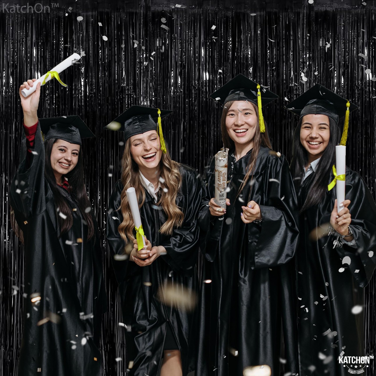 Large Black Fringe Backdrop – Pack of 2 | Black Streamers for Black Decoratio…