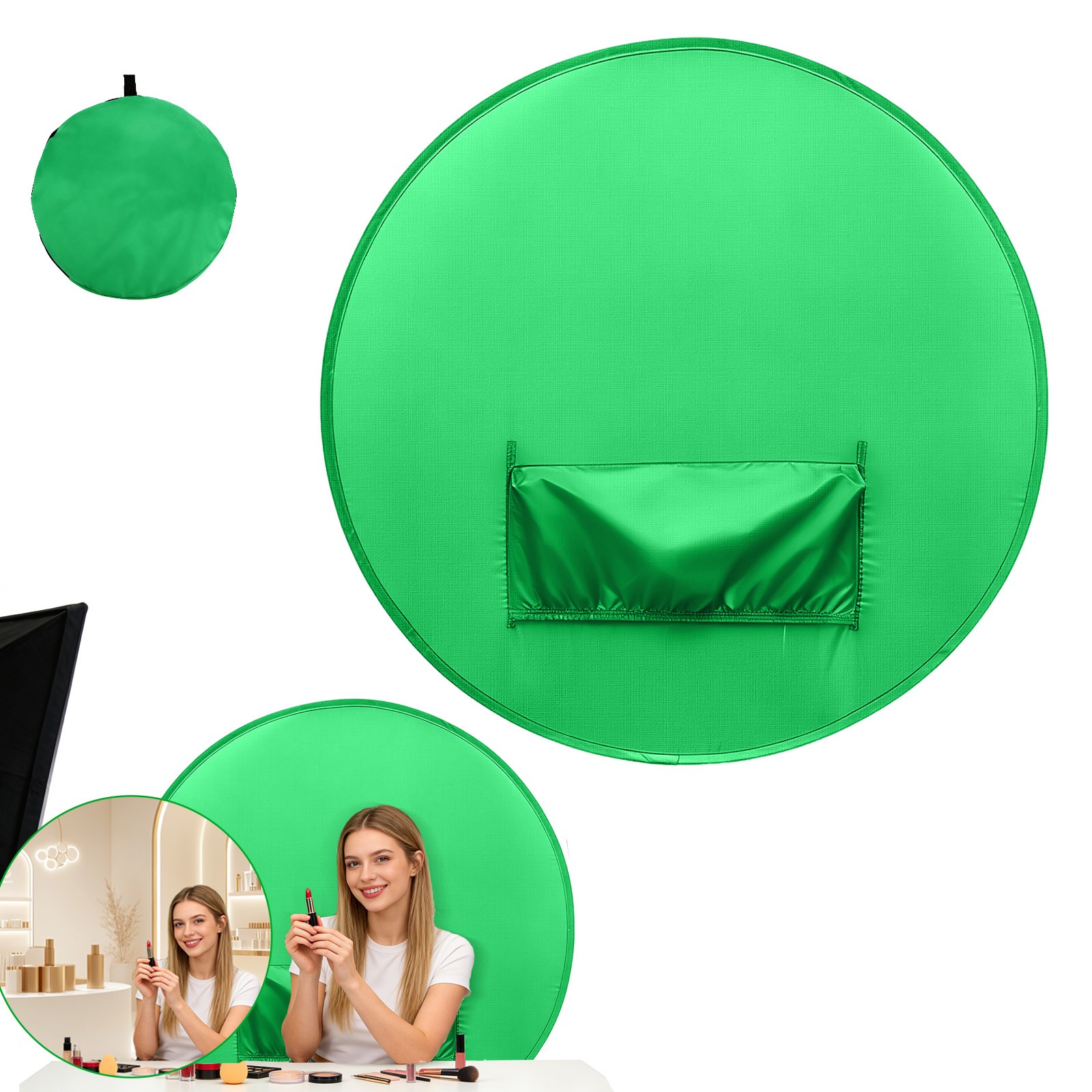 Green Screen Backdrop Chair Foldable for Photo Video Meeting Studio Live Stream