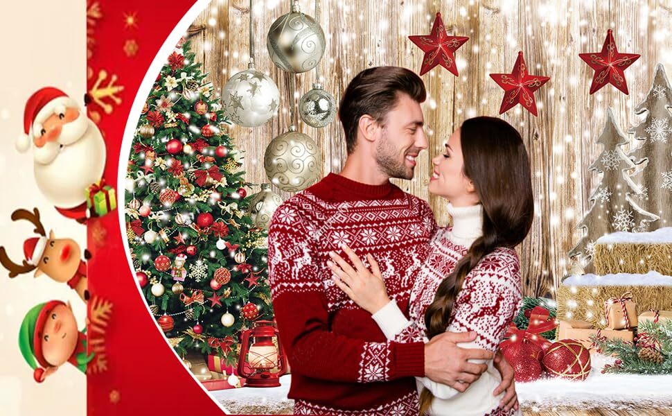 7X5FT Christmas Backdrop Wood Floor Backdrop Winter Snow Xmas Tree Gift 7′x5′