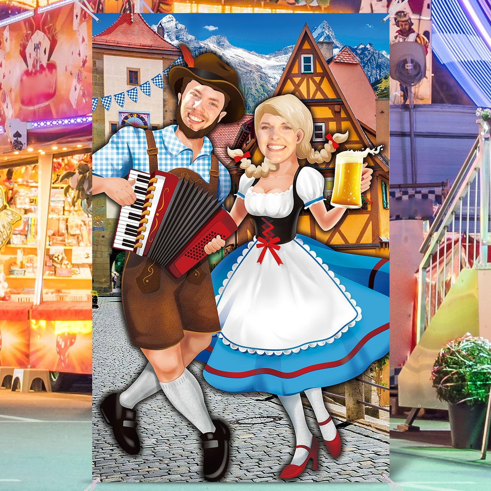 Tudomro Oktoberfest Couple Photo Door Banner Party 6 x 4 ft,