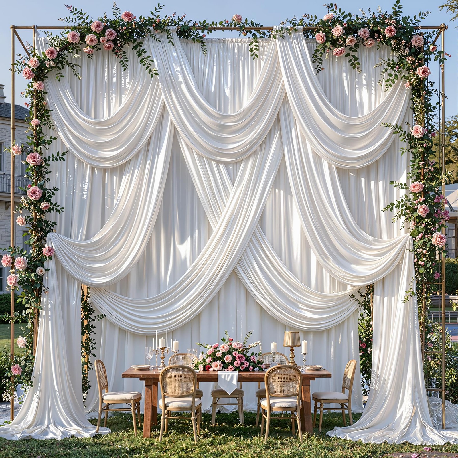 40x10ft White Glitter Backdrop Curtain for W5 x H10′(8 Panels),