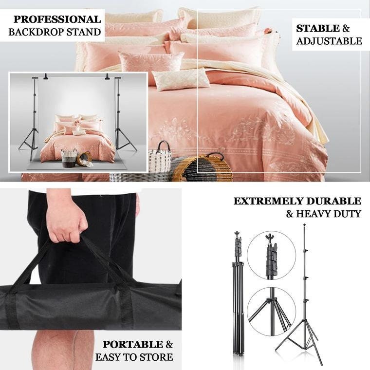 Adjustable Backdrop Stand Kit 8×10 ft Photo Booth Wedding Background Frame