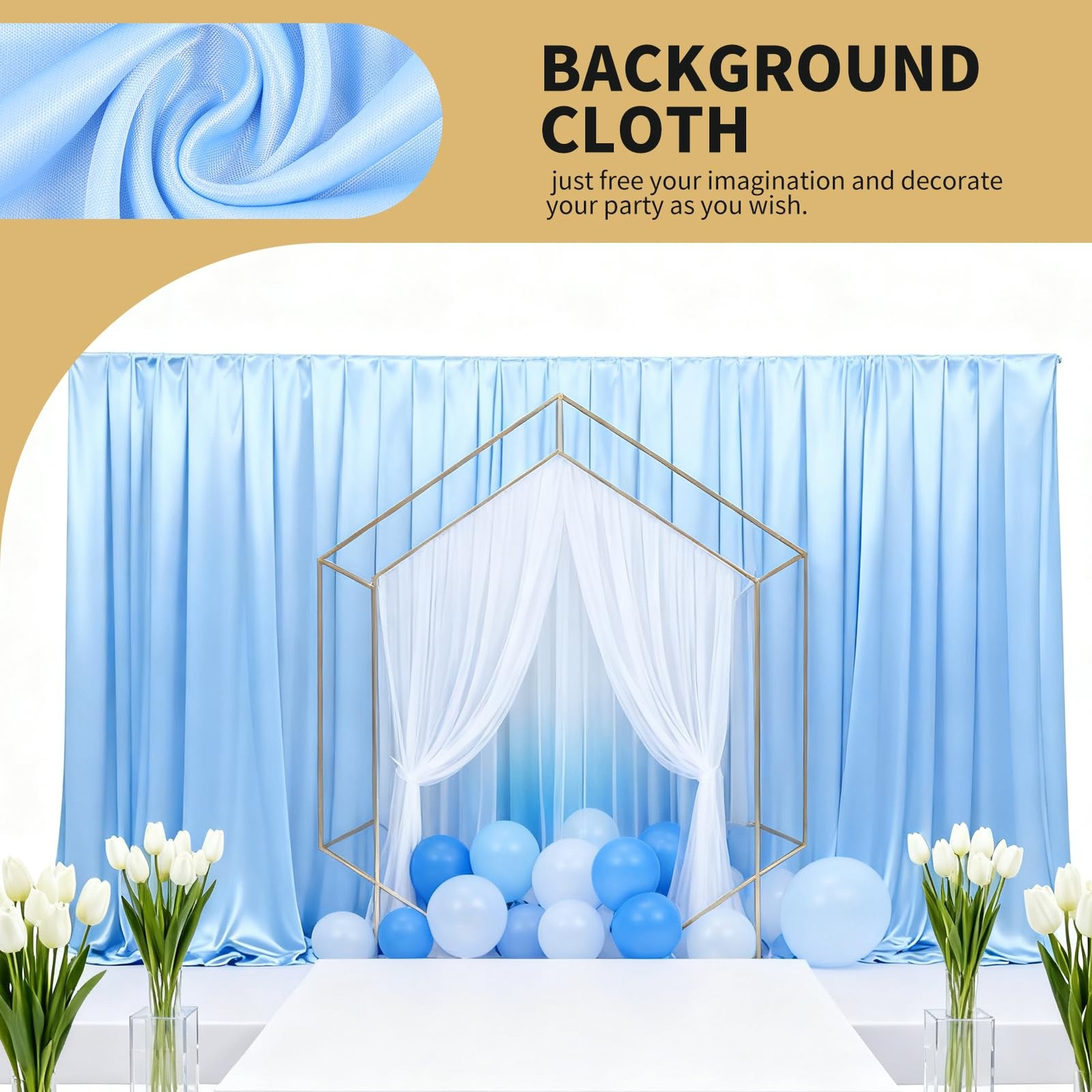 10×10 FT Photo Stage Backdrop 2 Panels Curtains Drapes Photography Party Blue