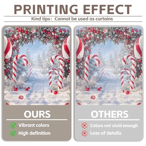 7x5ft Christmas Cane Candy Photography Backdrop – Winter Snow Scene