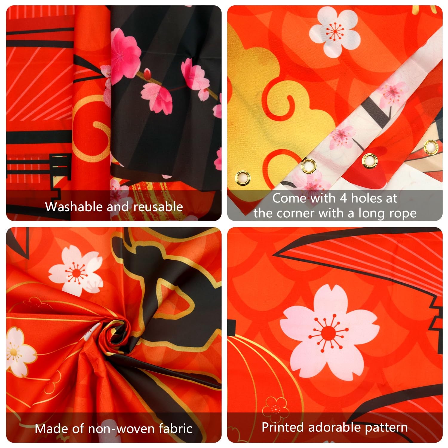 Hibachi Happy Birthday Backdrop Japanese Party Photo Background 71×47 In