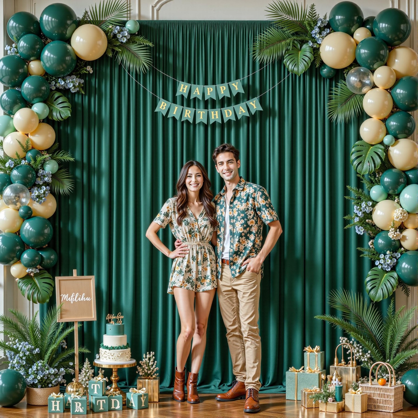 10 Panels Hunter Green Backdrop Curtains W4′ x H10′(10 panels),