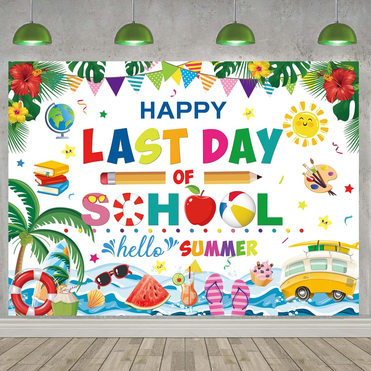 Happy Last Day School Hello Summer Backdrop 8x6Feet Photography Background