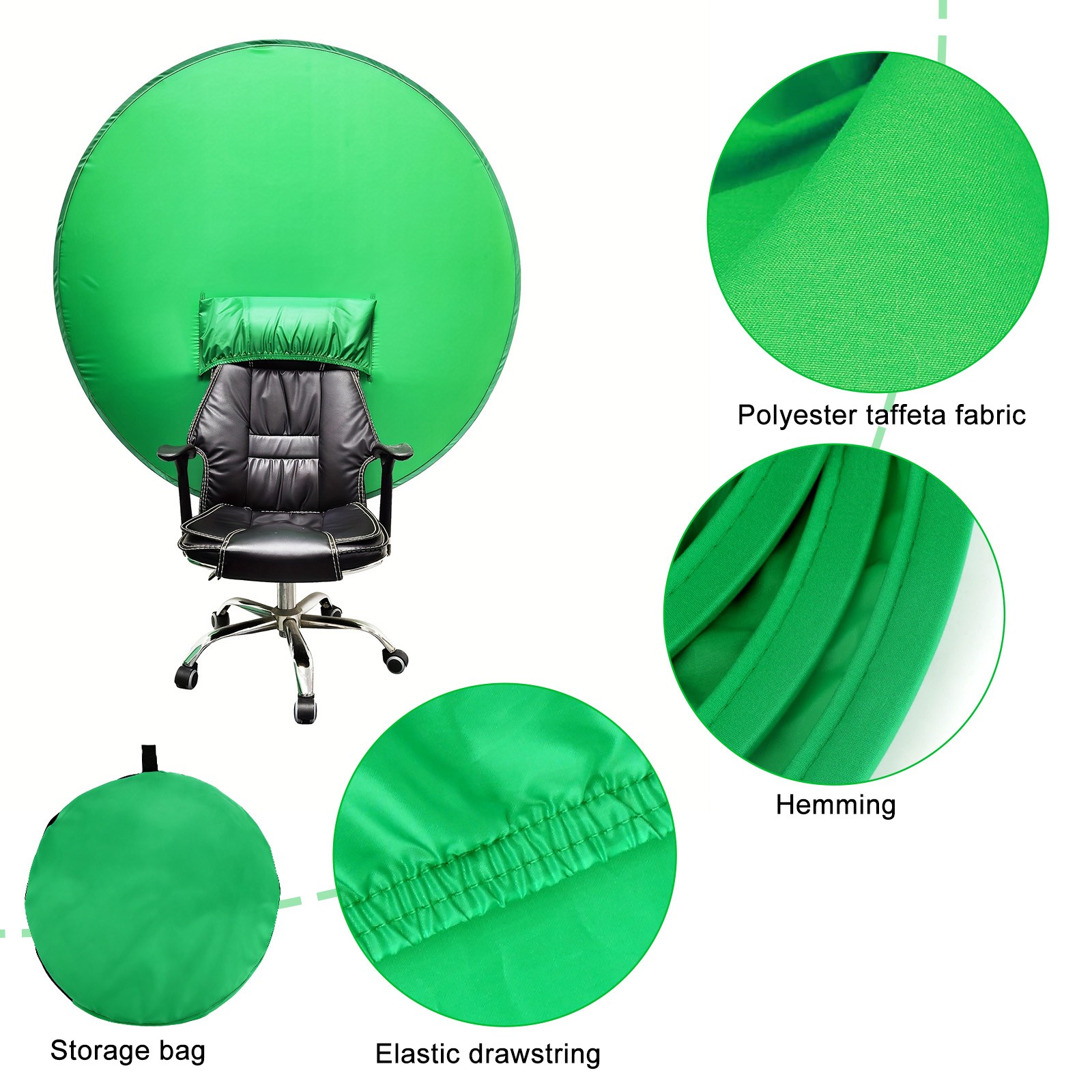Green Screen Backdrop Chair Foldable for Photo Video Meeting Studio Live Stream