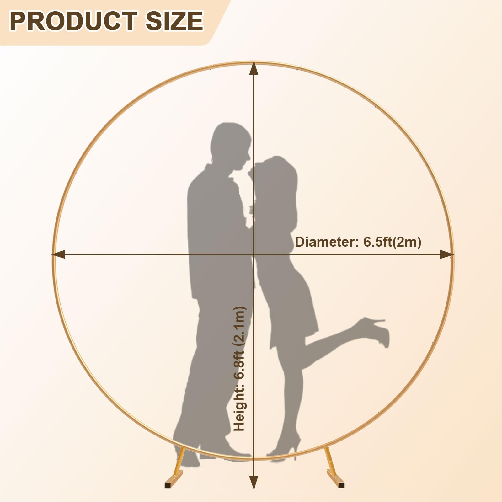 Chamvis Metal Round Balloon Arch Kit, 7.2ft (2.2m) Golden Round Arch Stand Ki…
