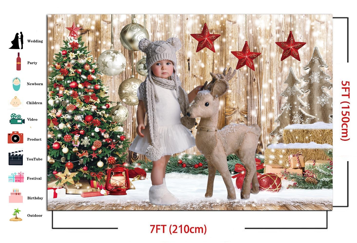 Photography Backdrop Tree Snowman Snowflake Background Happy New Studio Props