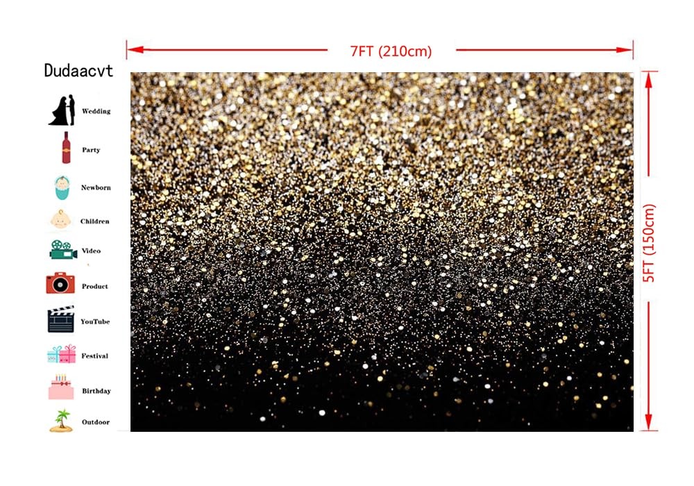 Dudaacvt 7x5FT Black and Gold Backdrop Spots 7x5ft, black