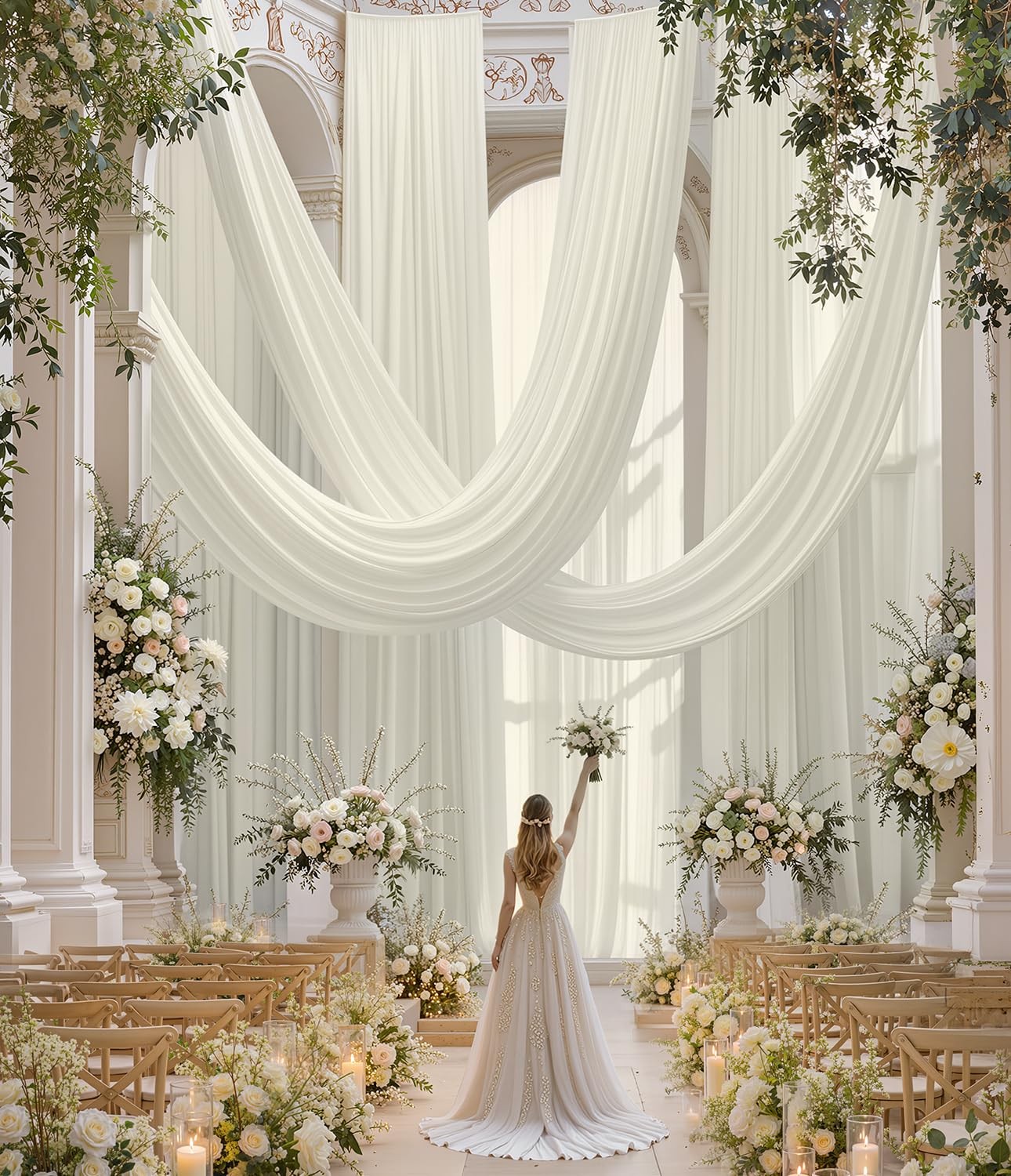Domova 50ft x 40ft Ivory Ceiling 50FTx40FT (W5’xH40′, 10 Panels),