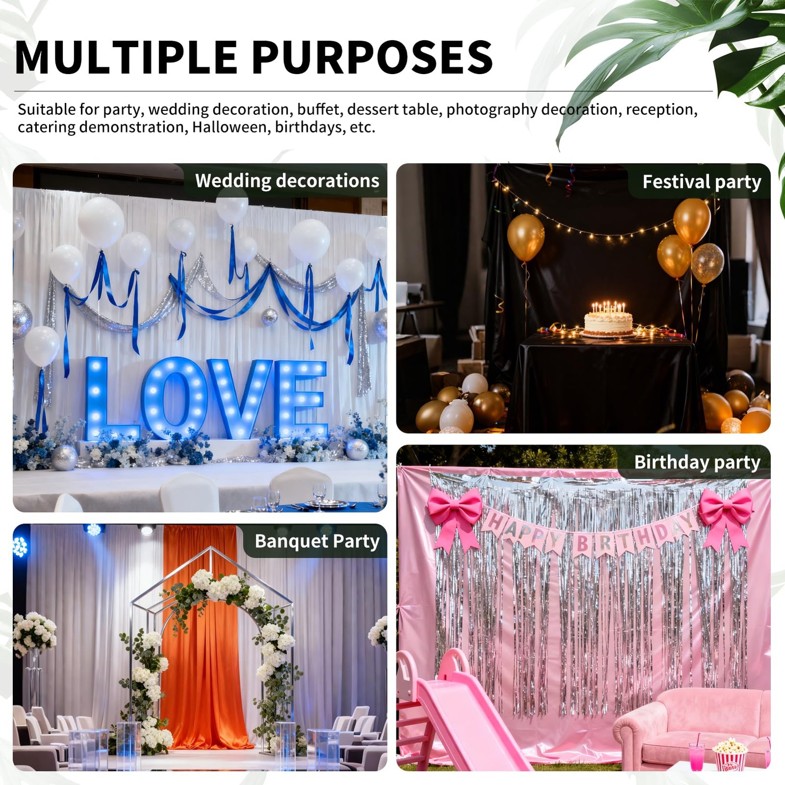10×10 FT Photo Stage Backdrop 2 Panels Curtains Drapes Photography Party Blue