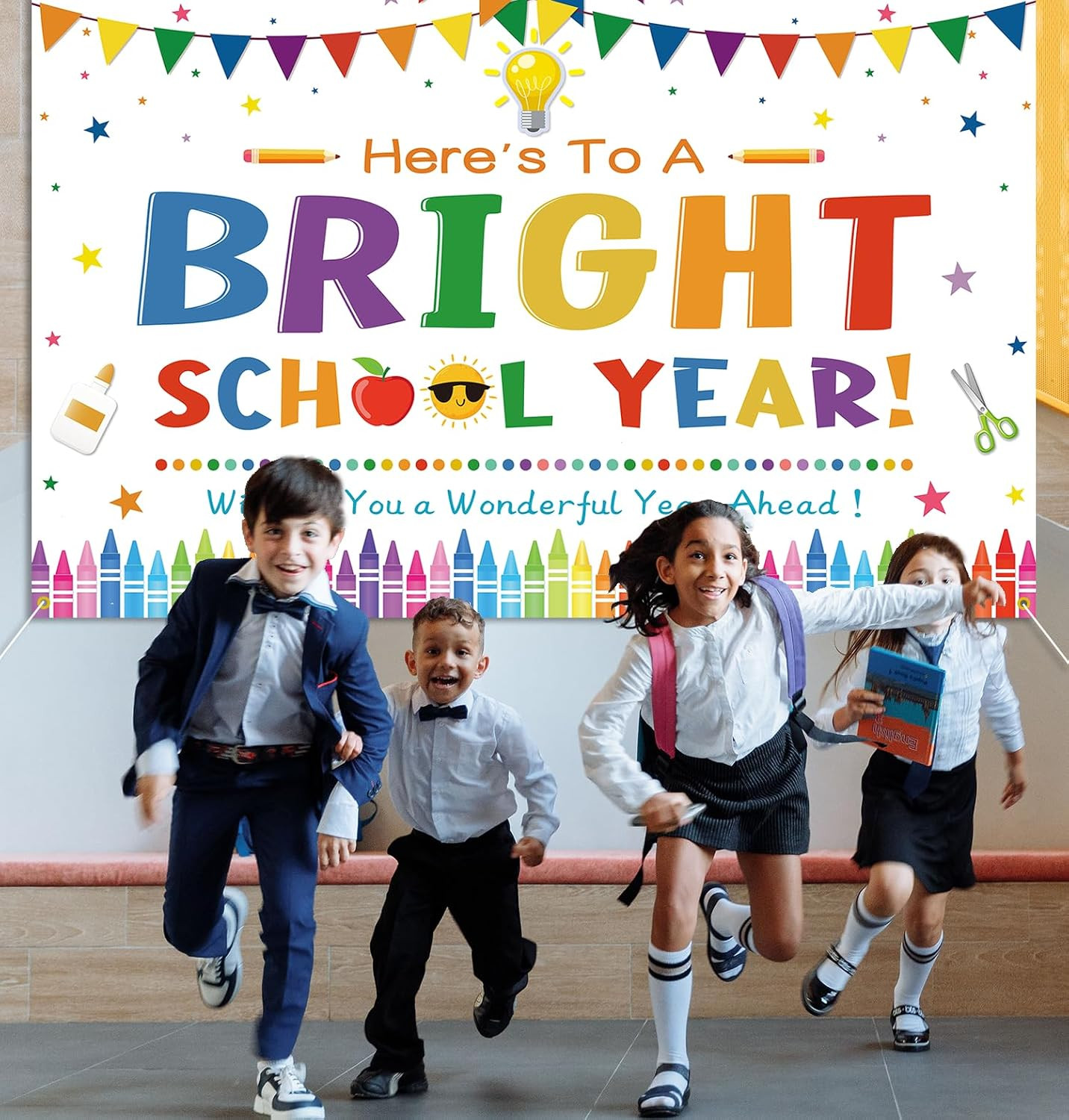 Here’S to a Bright School Year Backdrop Banner Back to School Photography Backgr