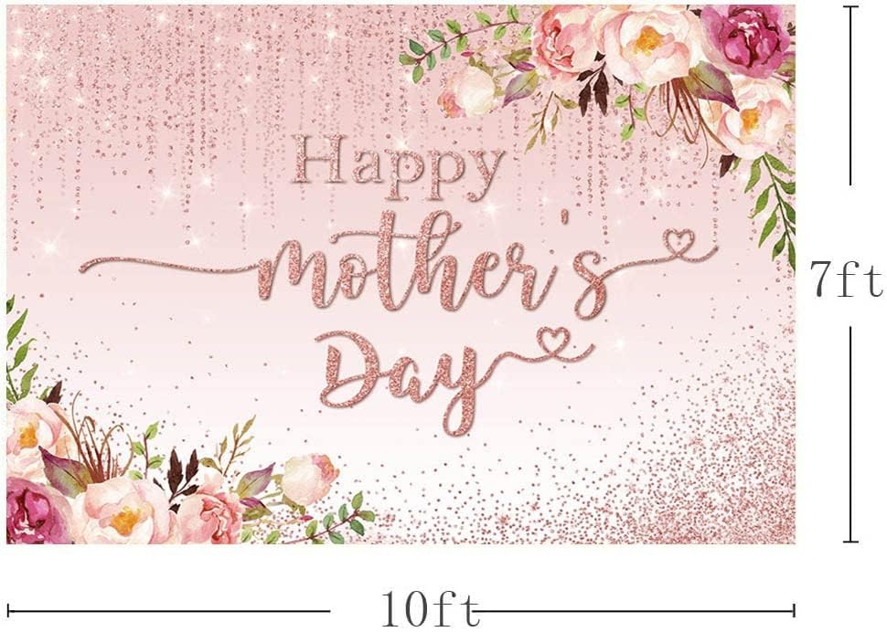 Happy Mother’s Day Backdrop Floral Golden Dots Mothers Day Birthday Photography