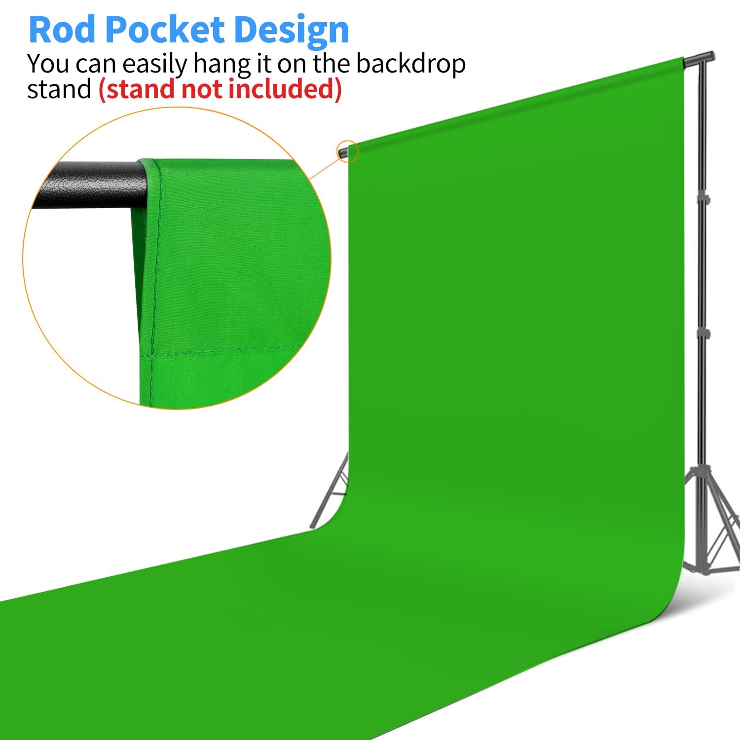 10×20 ft Green Screen Backdrop for Live Streaming, Photography, Zoom Interviews