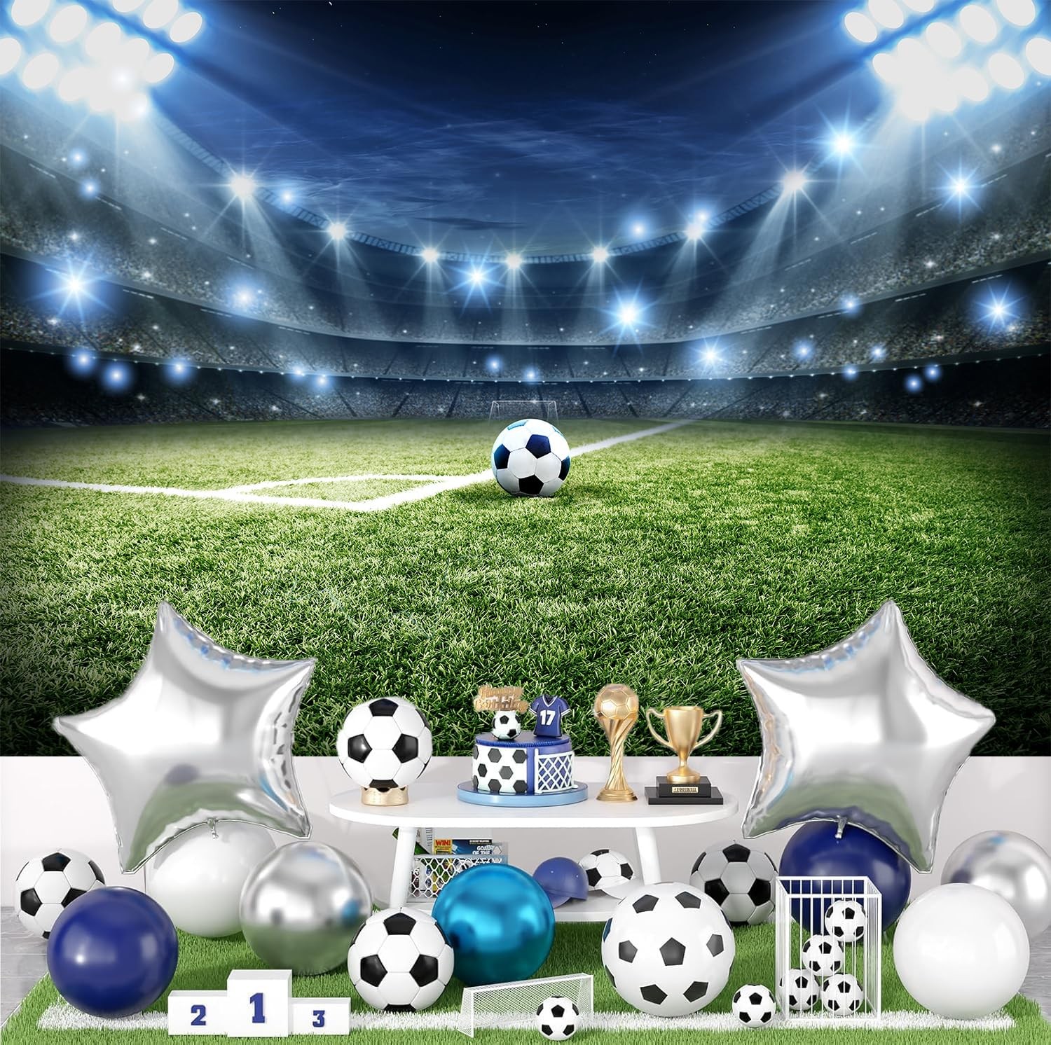 7x5ft Soccer Field Backdrop Soccer Themed Party Decorations Supplies Football…