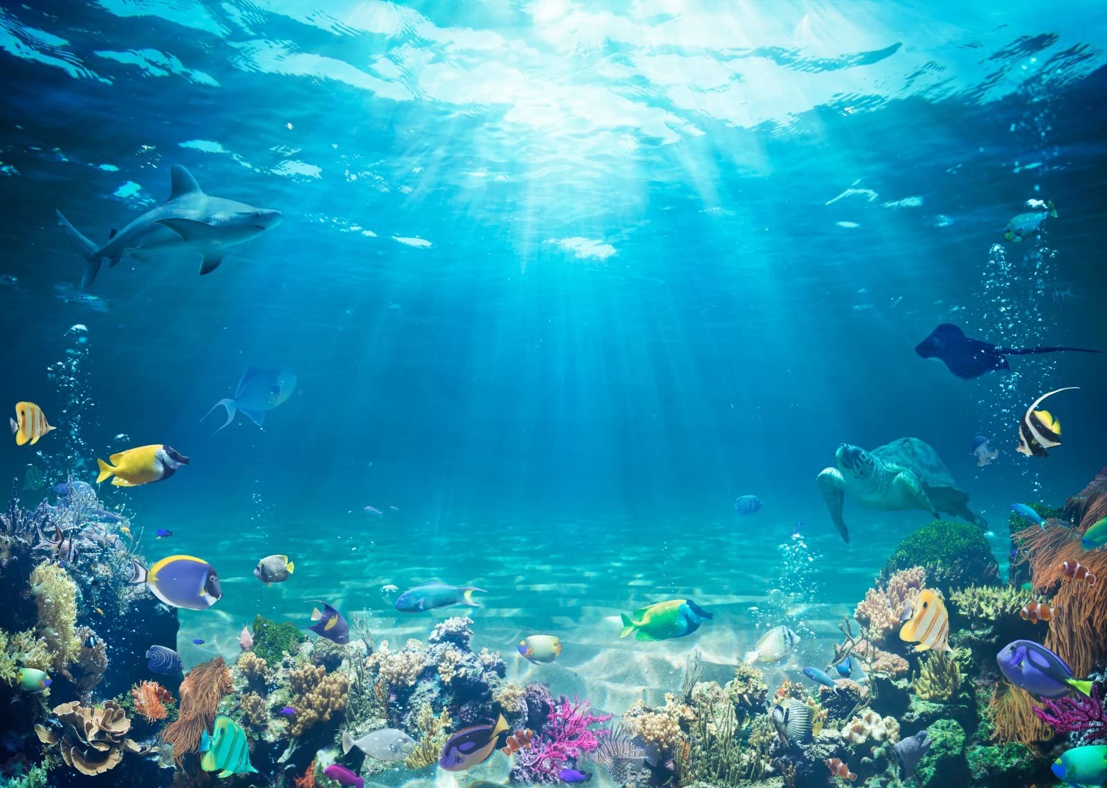 BELECO Underwater World Backdrop 20x10ft Fabric Undersea 20x10FT, A10290