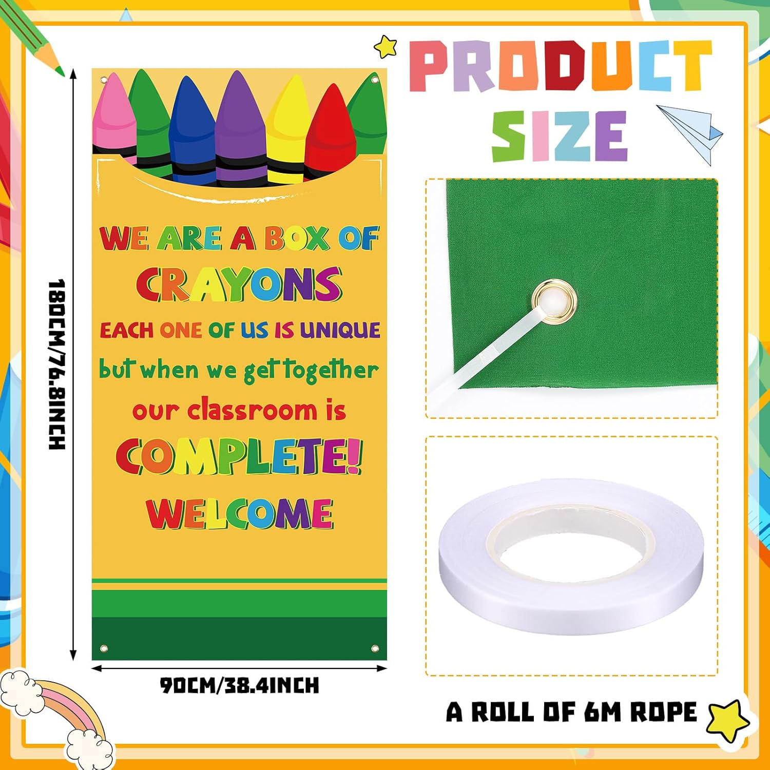 Composition Notebook Crayon Classroom Decor First Day of School Door Cover Welco