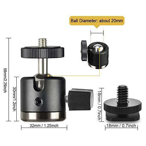 UTEBIT Ball Head with 1/4″ Hotshoe Camera Mount Adapter 360 Degree Rotatable