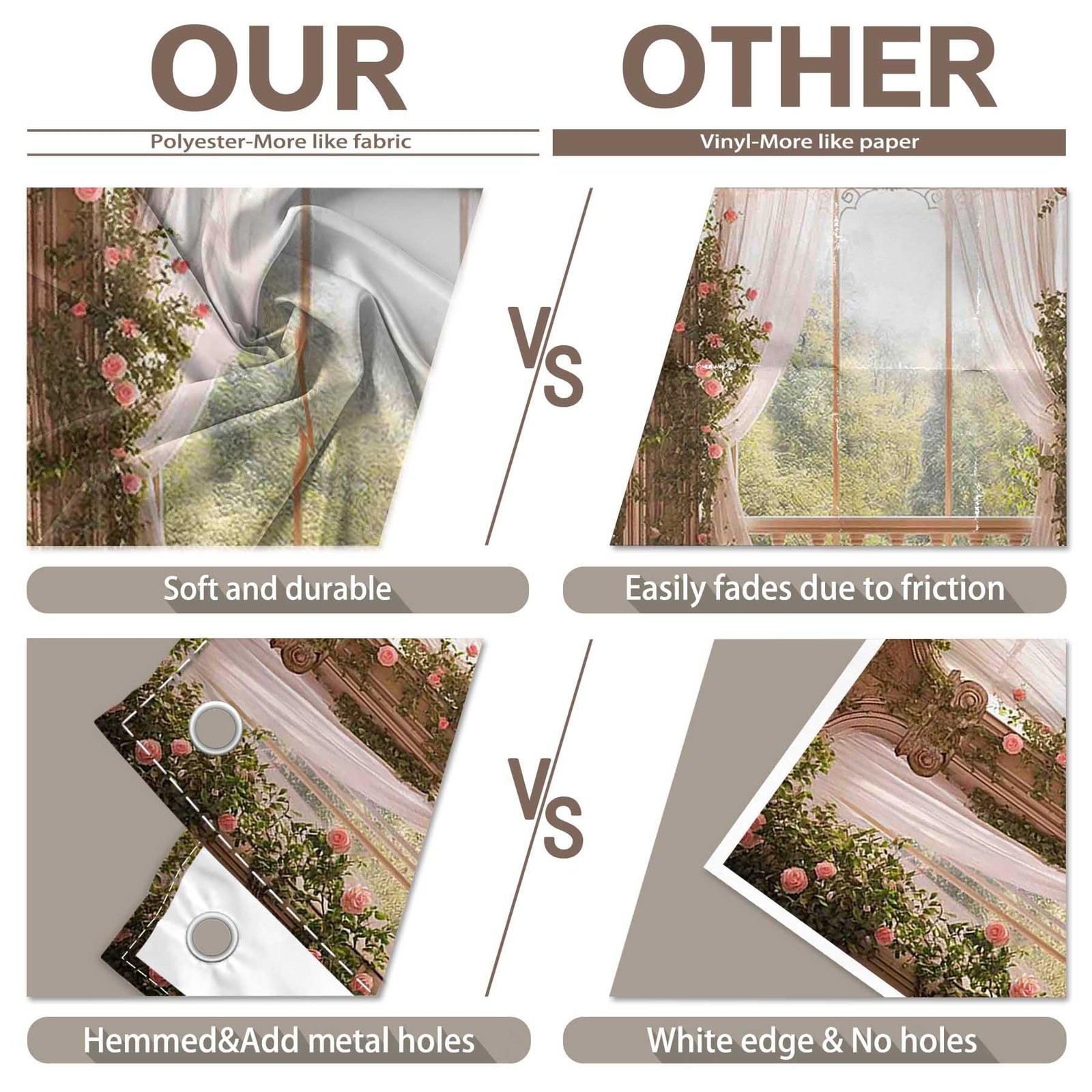 7x5ft Fabric Spring Window Scenery Photography Backdrop Pink Floral Green For…