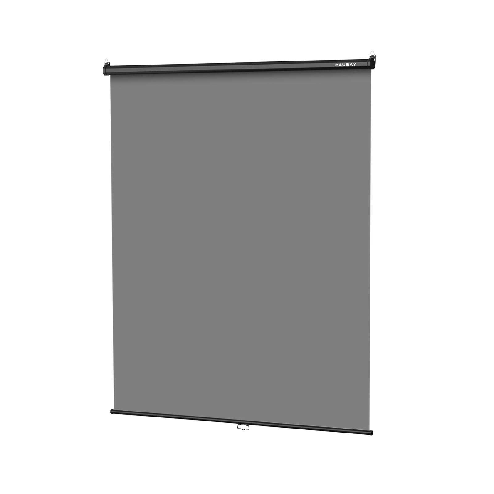 RAUBAY Retractable Pull Down Grey Screen Standard(59.8 x 86.6in),