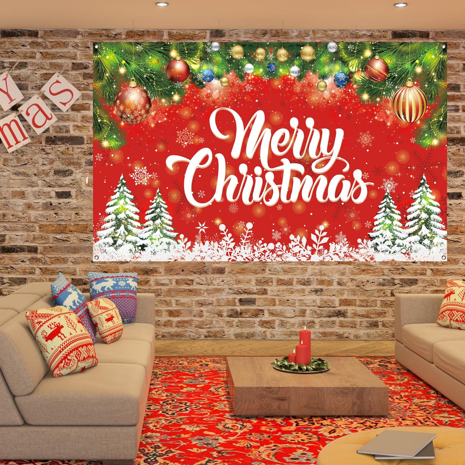 71×43 Inch Merry Christmas Party Backdrop Decorations Large Size Supplies