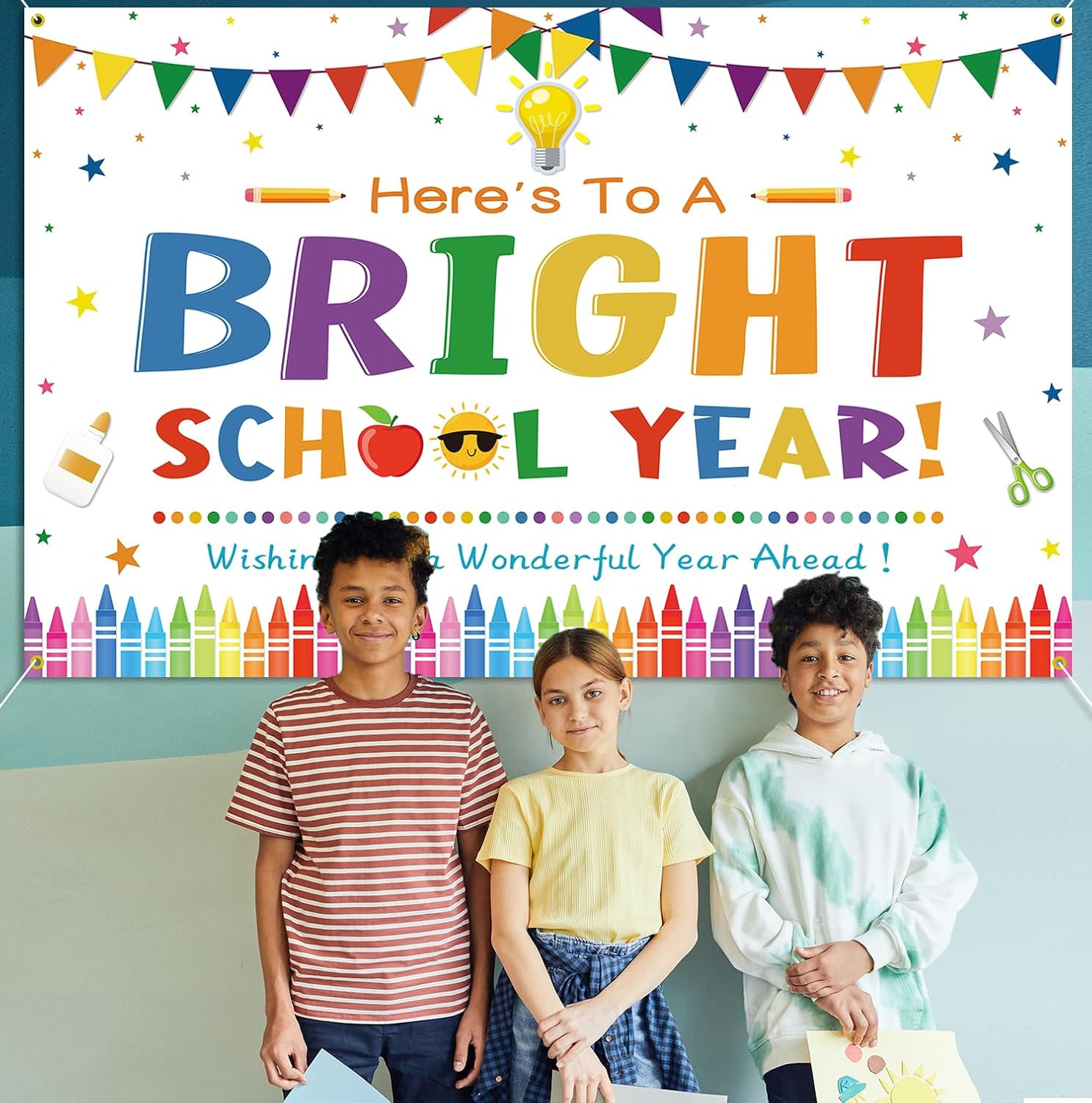 Here’S to a Bright School Year Backdrop Banner Back to School Photography Backgr