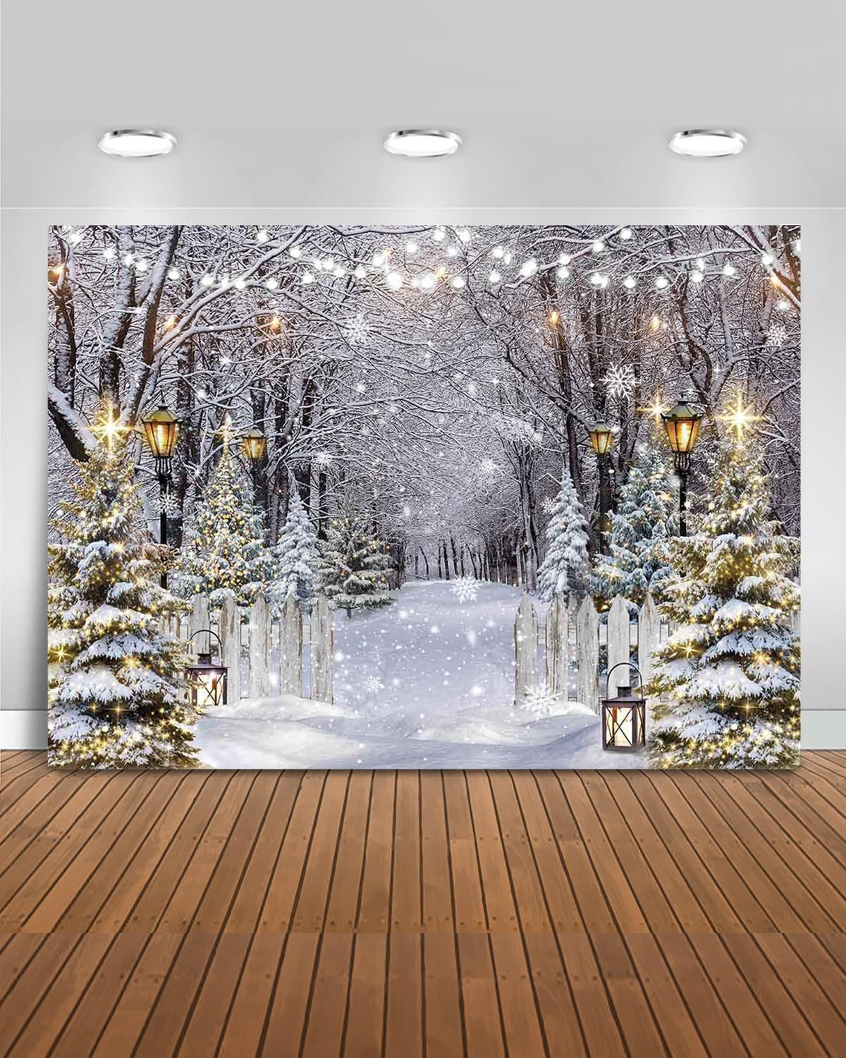 Winter Wonderland Snow Forest Backdrop for Holiday Photography 7×5 Ft