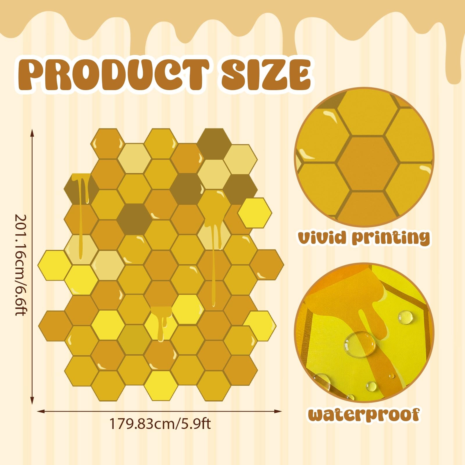 6.6 x 5.9 ft Large Honeycomb Backdrop Irregular Shaped Bee Backdrop Irregular…