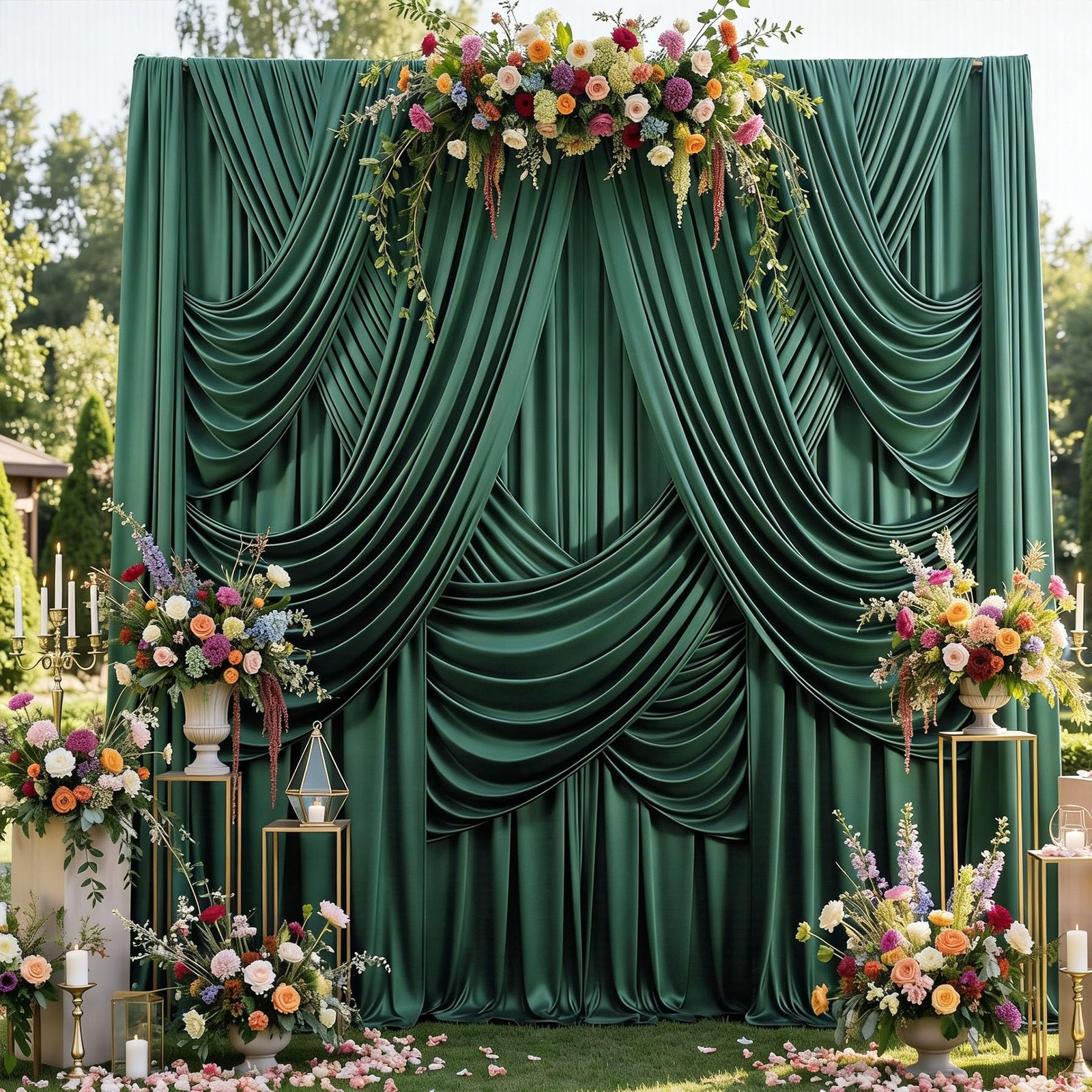 50ftx15ft Hunter Green Backdrop 5ft(W)x15ft(H)_10 Panels,