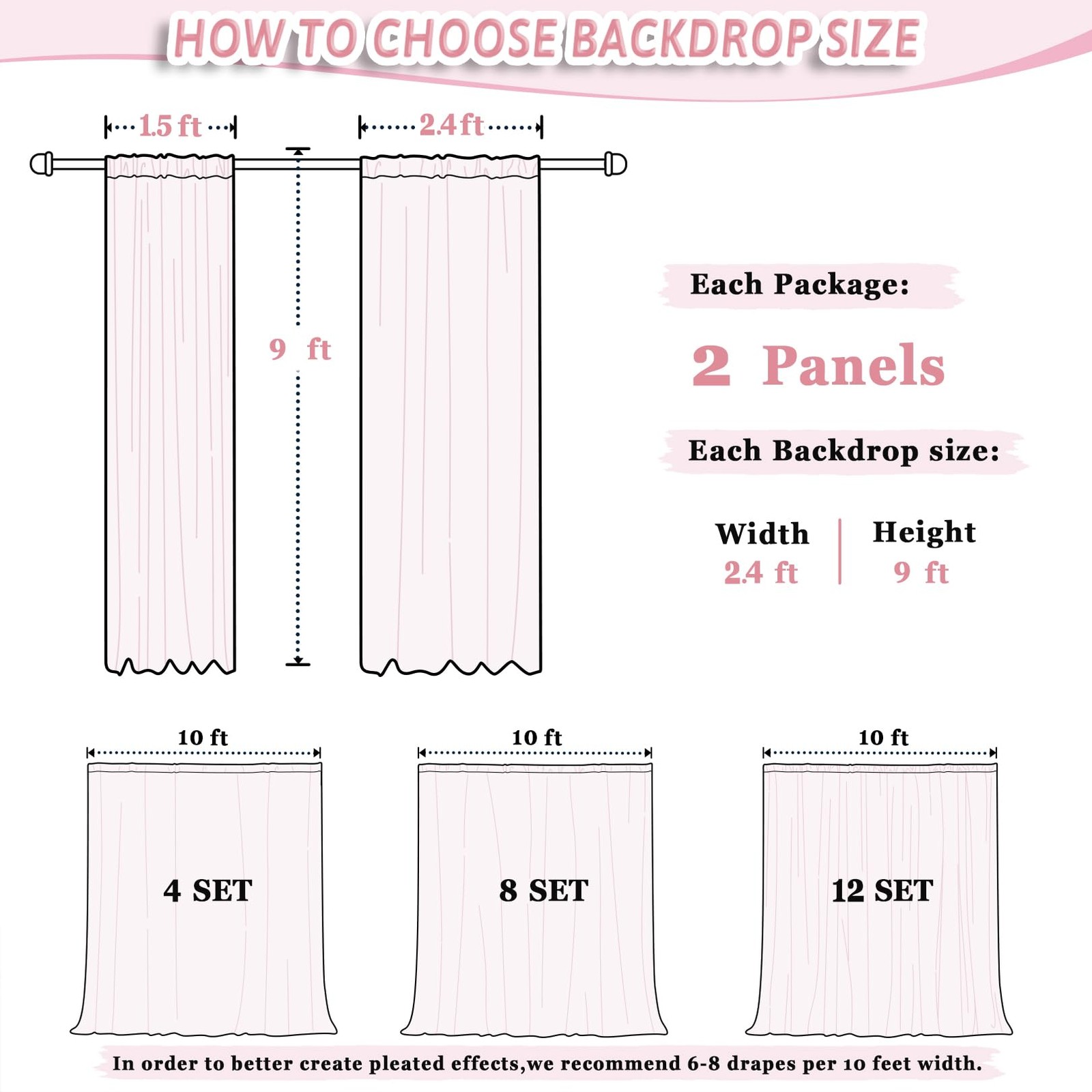 2 Panel Burgundy Chiffon Backdrop Curtain 29×108 Inch Voile Drapes Party