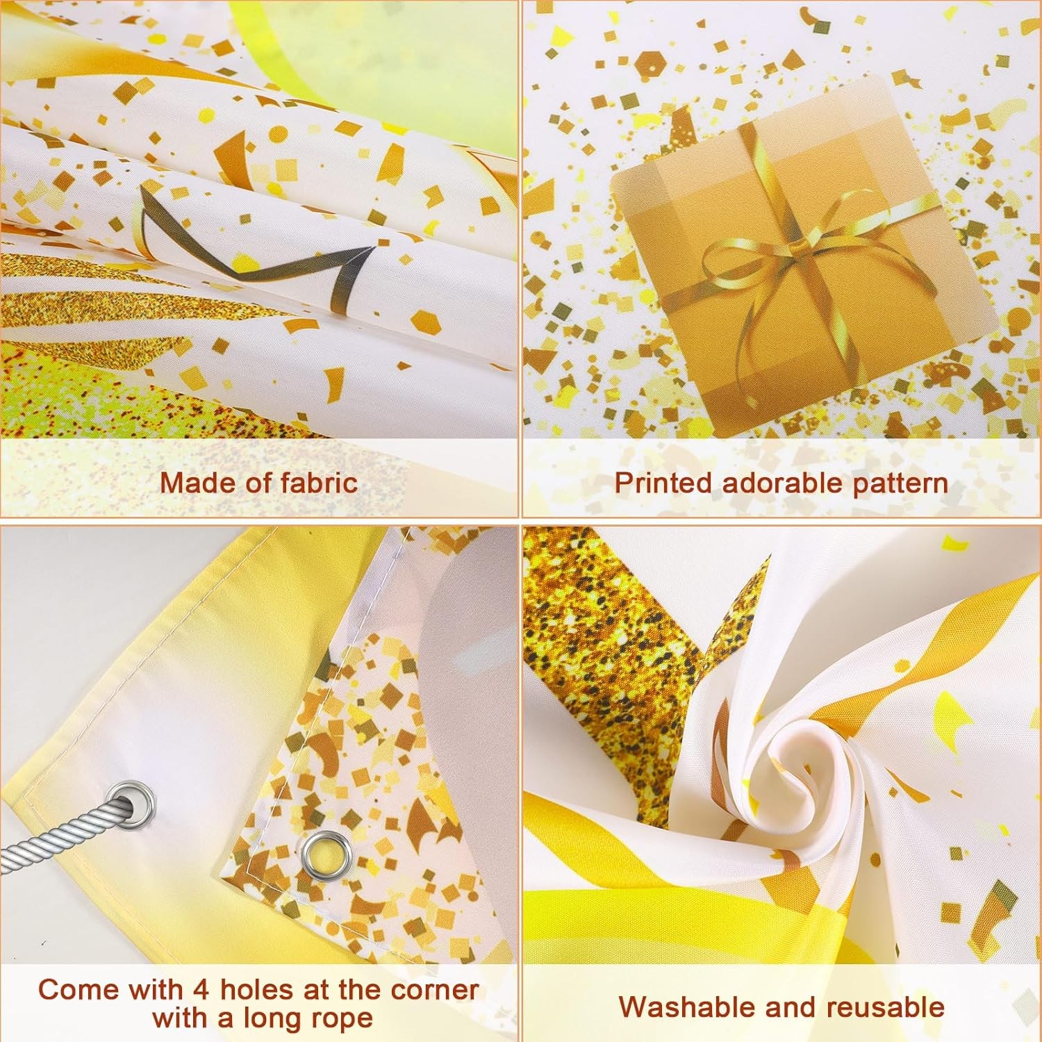 Happy Birthday Decorations Backdrop Banner, Glitter Birthday Backdrop Sign Poste