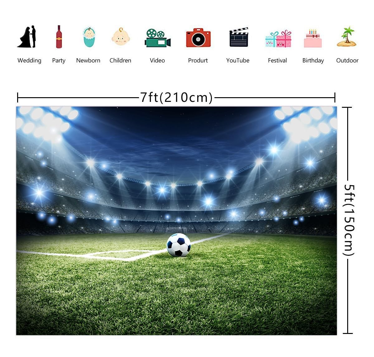 7x5ft Soccer Field Backdrop Soccer Themed Party Decorations Supplies Football…