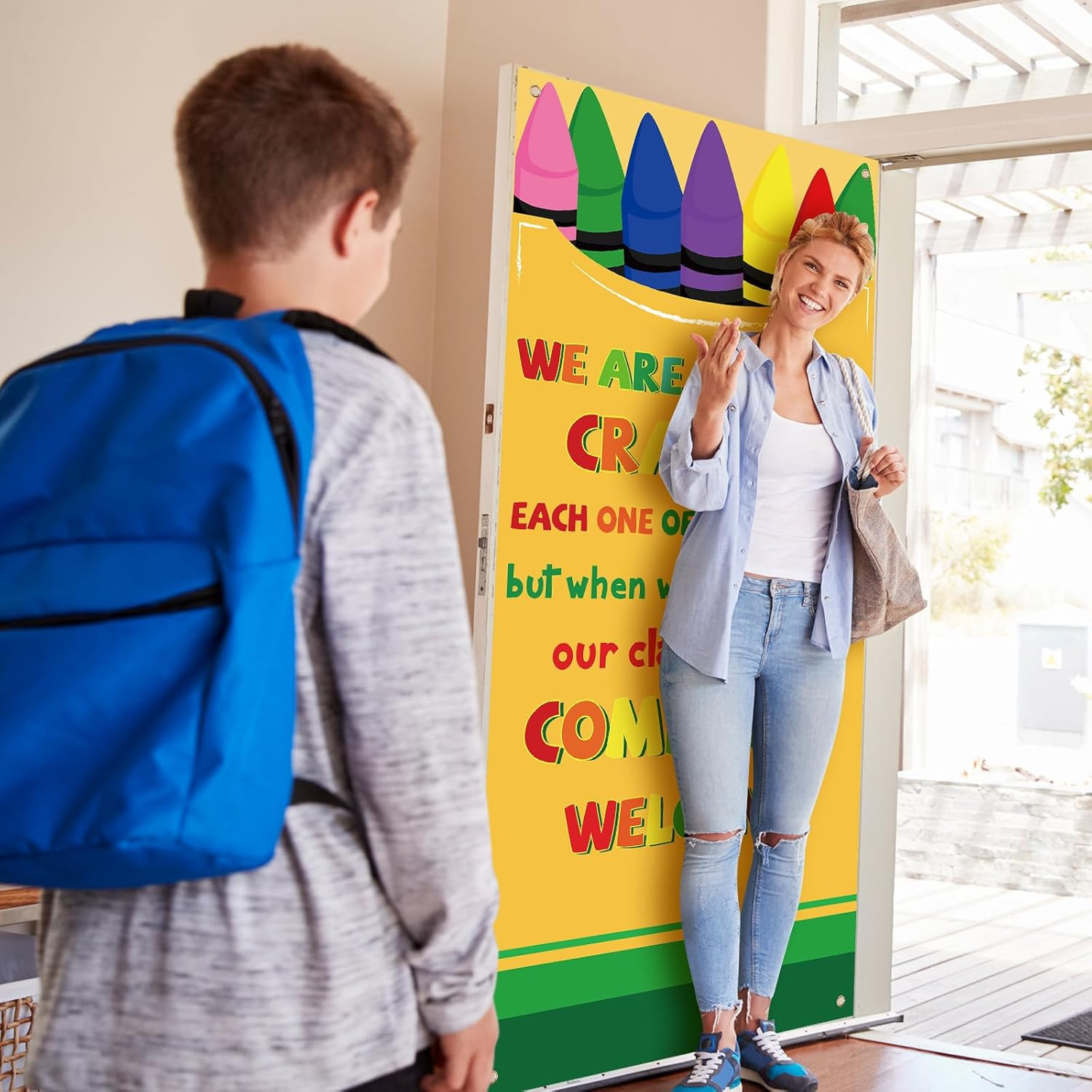 Composition Notebook Crayon Classroom Decor First Day of School Door Cover Welco