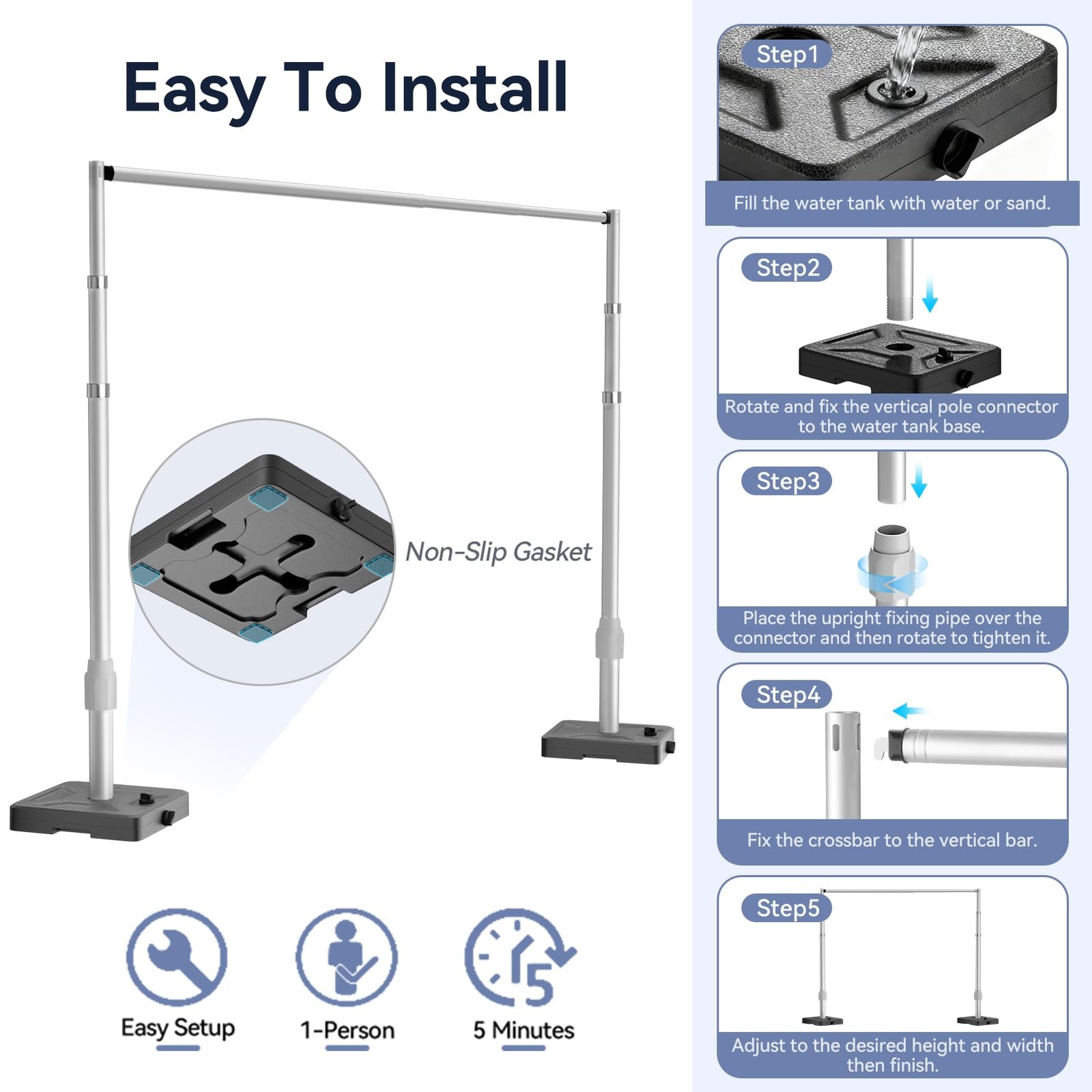 EMART 10x10ft Backdrop Stand Heavy Duty Kit with Water Tank Base, Pipe and Dr…