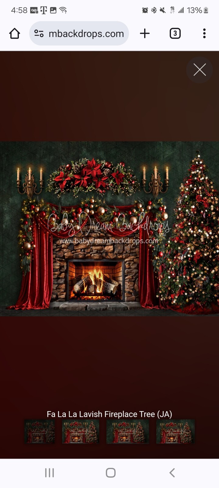 2 baby dream backdrops Christmas Fa La La Lavish Red Santa Fireplace Window
