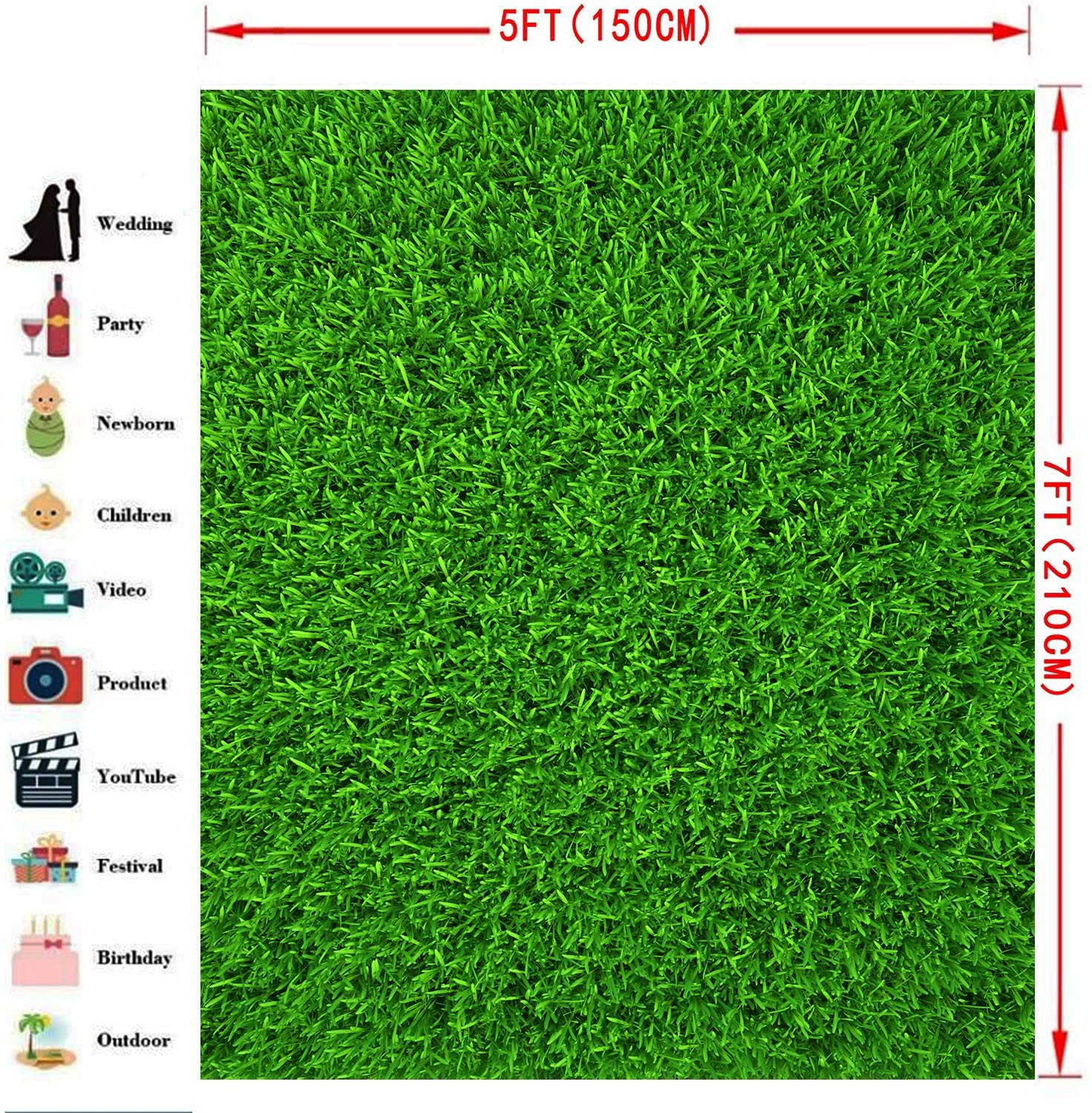 Nature Green Grass Backdrops 5X7FT Spring cotton polyester-5x7ft,
